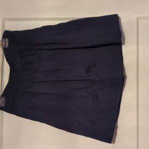 ANTHROPOLOGIE ODILLE Navy Cotton Pleated Skirt with Pockets